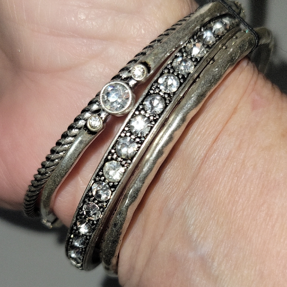 Silver Bangle Bracelet Set